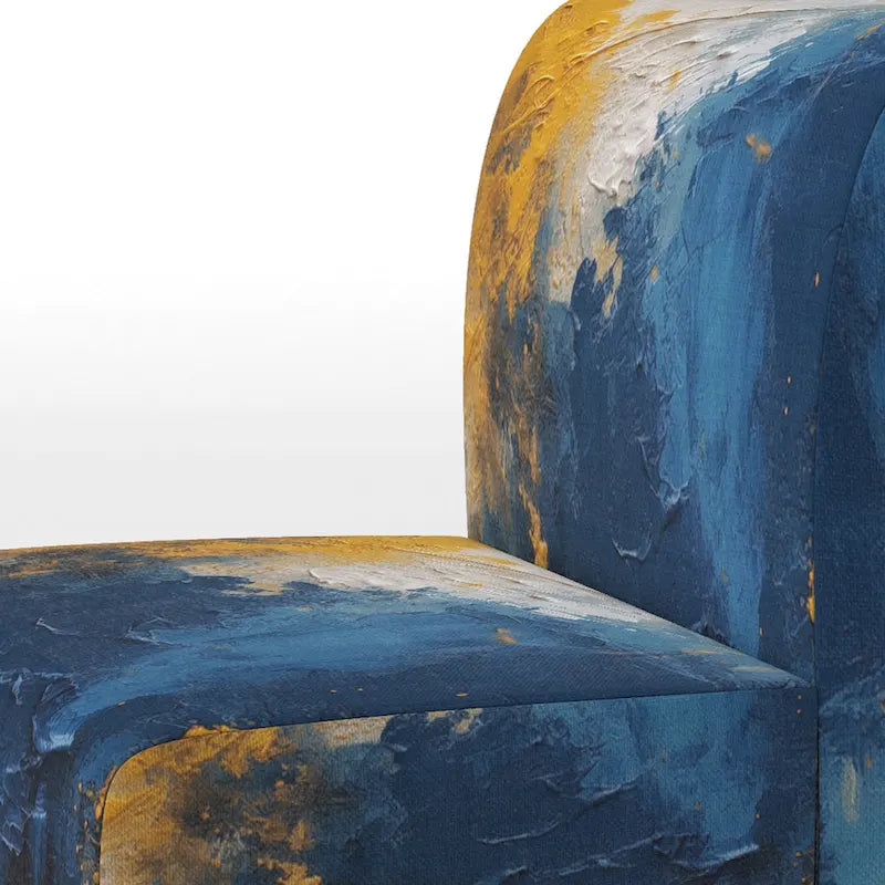 Fauteuil d'appoint abstrait et contemporain Designart « Intuitive Expressions I » bleu et jaune avec accoudoirs