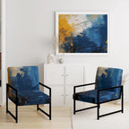 Fauteuil d'appoint abstrait et contemporain Designart « Intuitive Expressions I » bleu et jaune avec accoudoirs