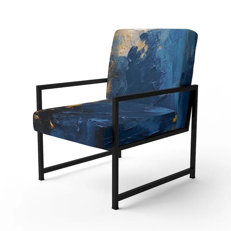 Fauteuil d'appoint abstrait et contemporain Designart « Intuitive Expressions I » bleu et jaune avec accoudoirs
