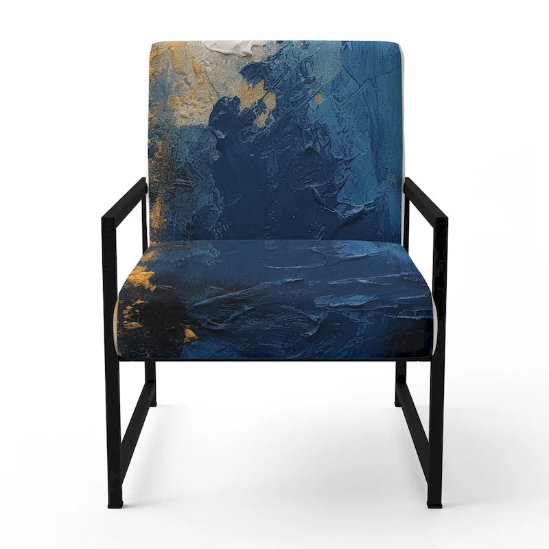 Fauteuil d'appoint abstrait et contemporain Designart « Intuitive Expressions I » bleu et jaune avec accoudoirs