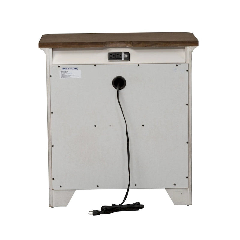 Table de chevet 3 tiroirs Farmhouse Reimagined avec station de charge