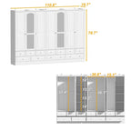 Armoires à double penderie modulaires avec miroir de façade