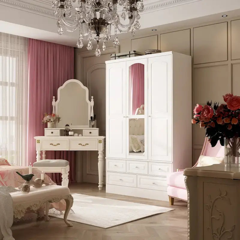 Armoires à double penderie modulaires avec miroir de façade