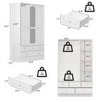 Armoires à double penderie modulaires avec miroir de façade