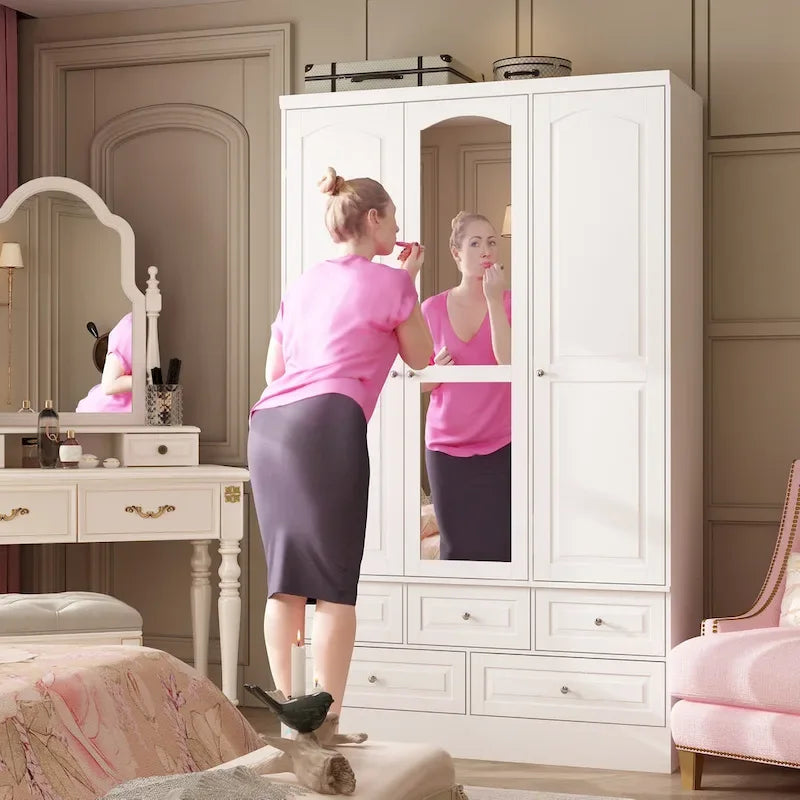 Armoires à double penderie modulaires avec miroir de façade