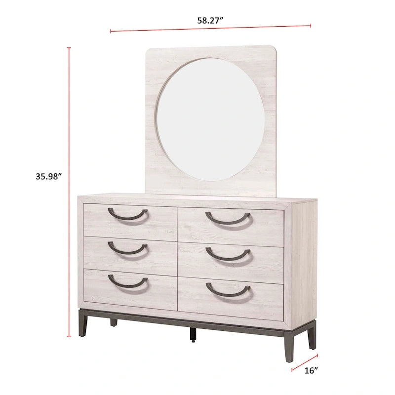 Ensemble de chambre à coucher 5 pièces moderne contemporain beige en bois massif et placages Demora