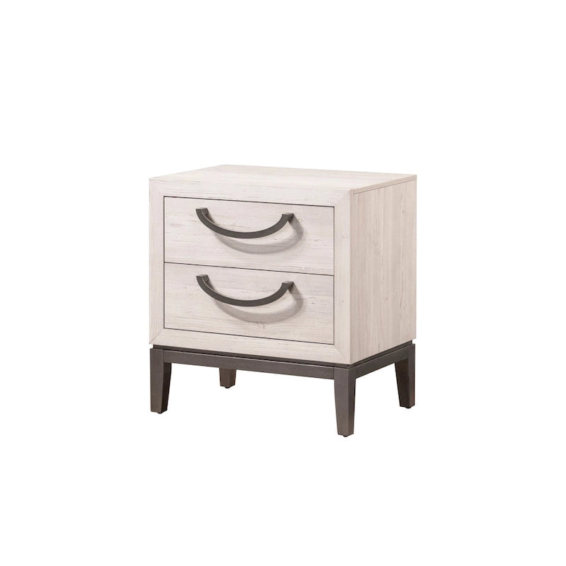 Ensemble de chambre à coucher 5 pièces moderne contemporain beige en bois massif et placages Demora