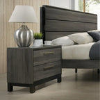 Ensemble de 3 meubles de chambre à coucher Roundhill Furniture Ioana, finition gris antique, lit à panneaux et deux tables de chevet
