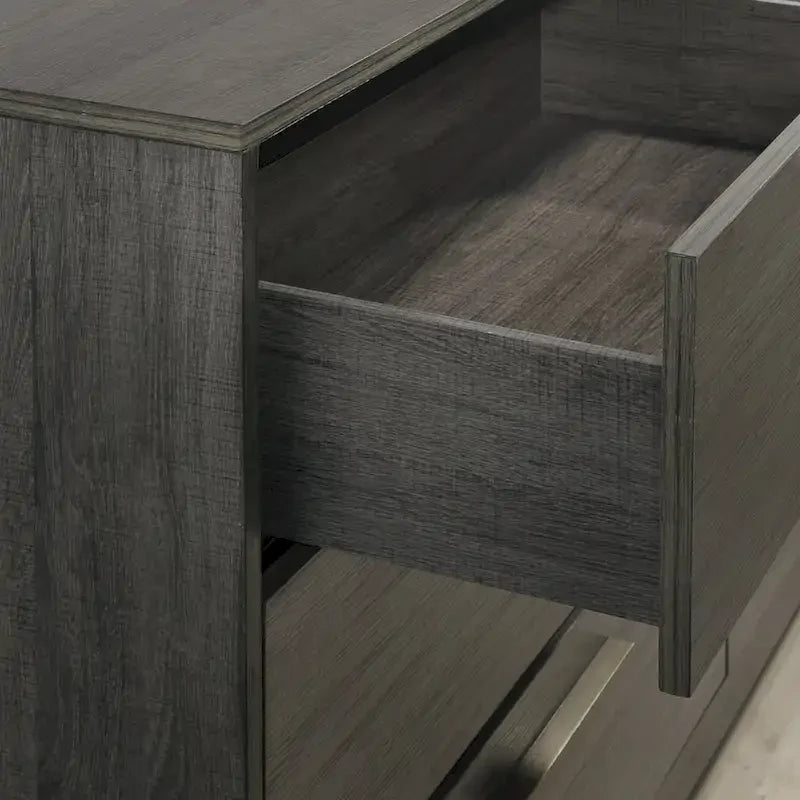 Ensemble de 3 meubles de chambre à coucher Roundhill Furniture Ioana, finition gris antique, lit à panneaux et deux tables de chevet