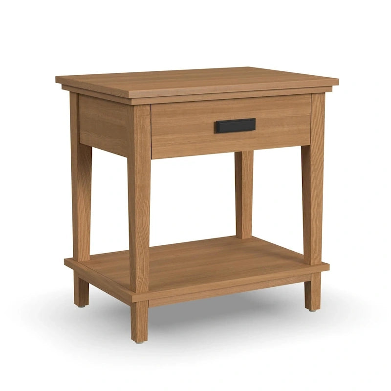 Ensemble lit Queen, table de nuit et commode 3 pièces en bois brun Oak Park par Homestyles