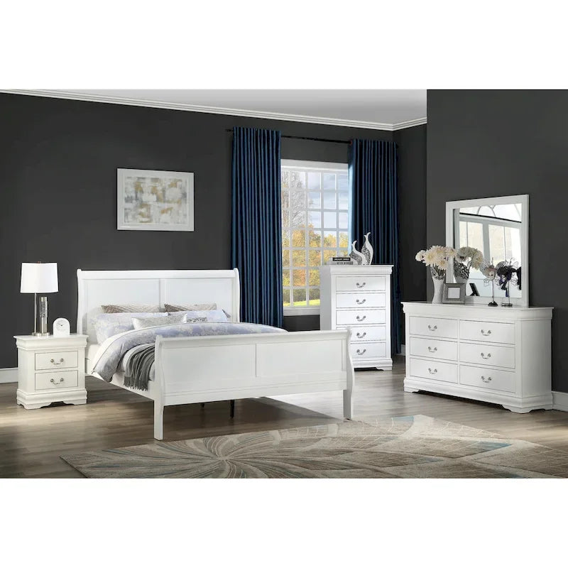 Ensemble de chambre à coucher 4 pièces blanc Lillie Sleigh