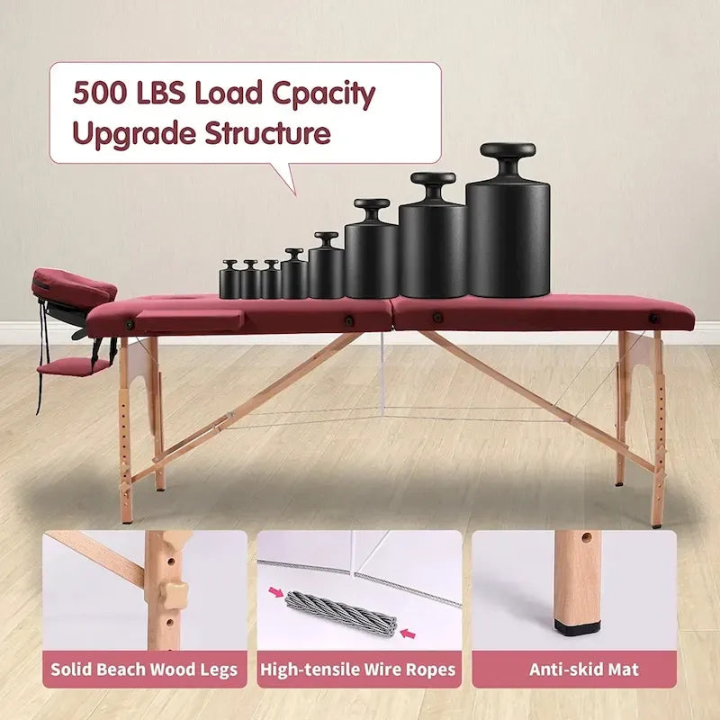 Table de massage portable de 84 pouces de long avec housse de transport