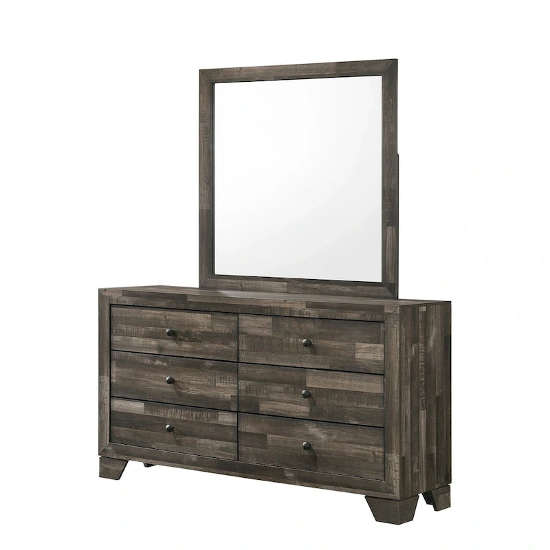 Ensemble de chambre à coucher Annis 4 pièces de style rustique marron avec plateforme