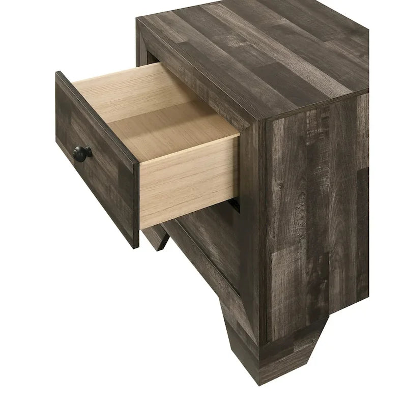 Ensemble de chambre à coucher Annis 4 pièces de style rustique marron avec plateforme