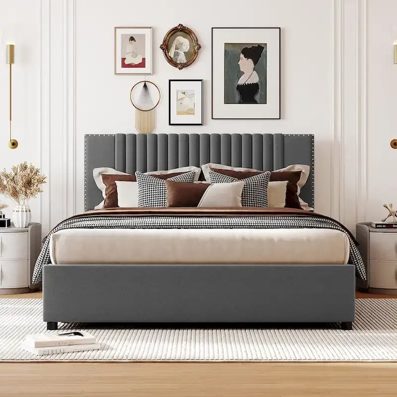 Lit plateforme rembourré Queen size