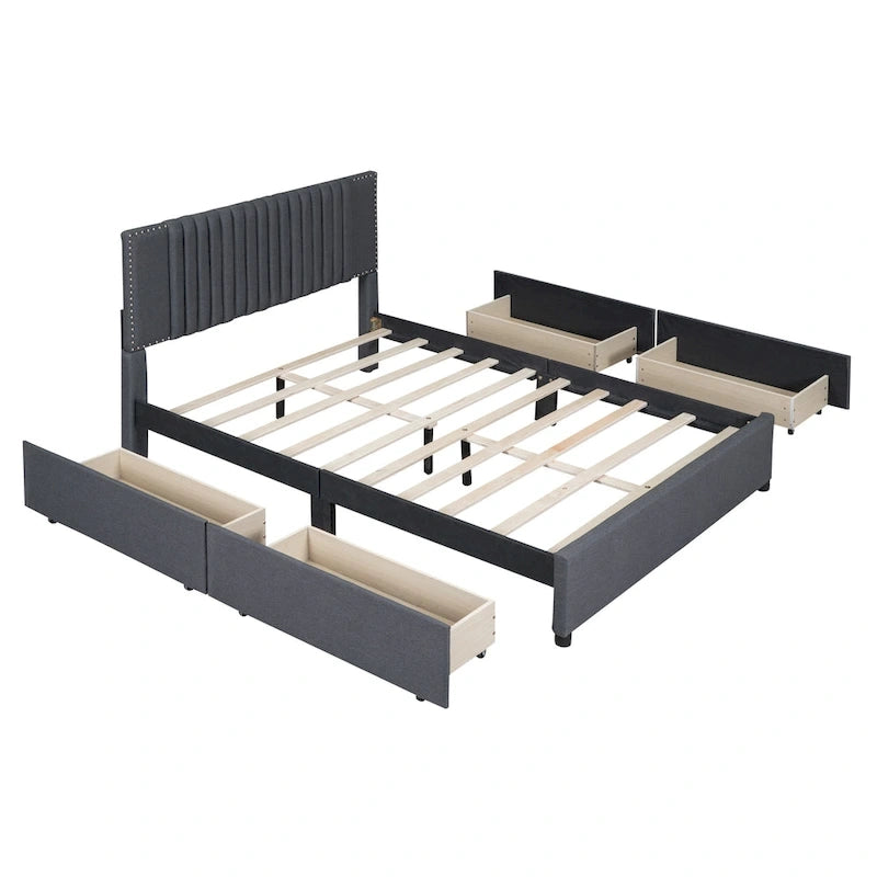 Lit plateforme rembourré Queen size