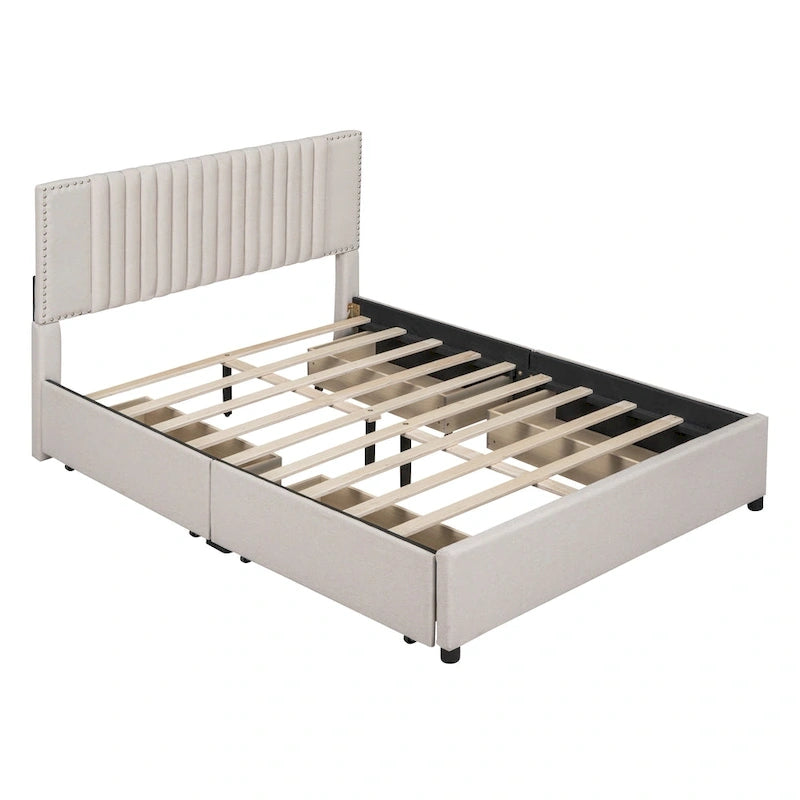 Lit plateforme rembourré Queen size