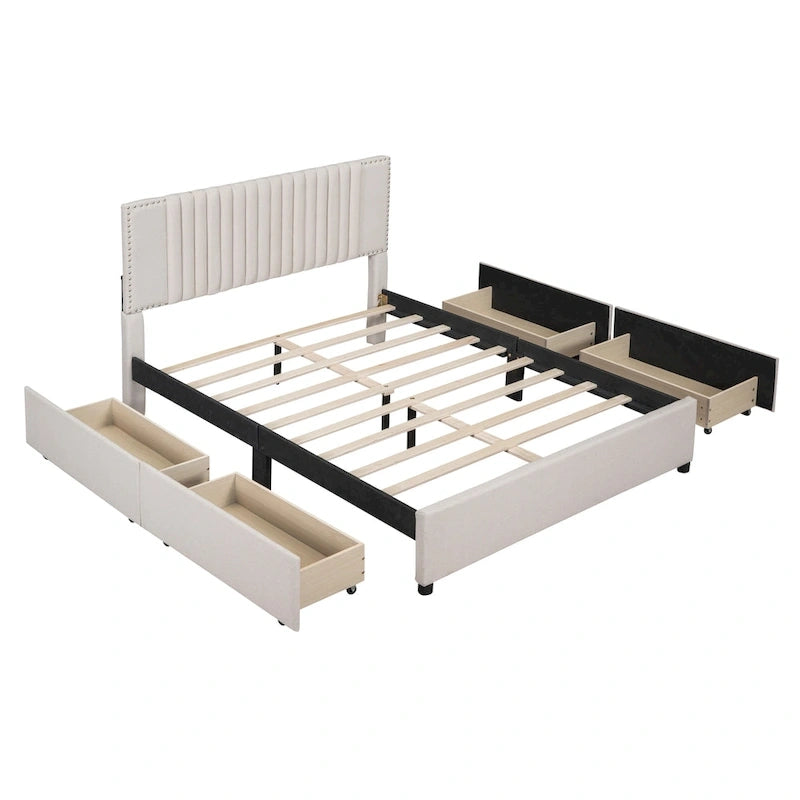 Lit plateforme rembourré Queen size