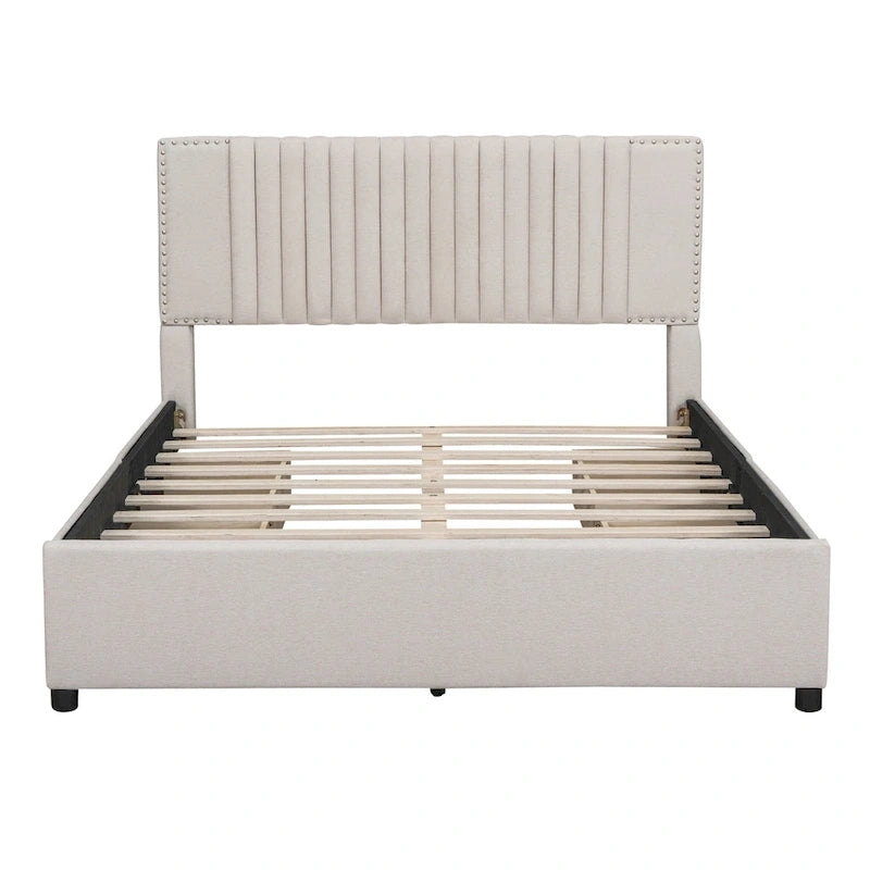 Lit plateforme rembourré Queen size