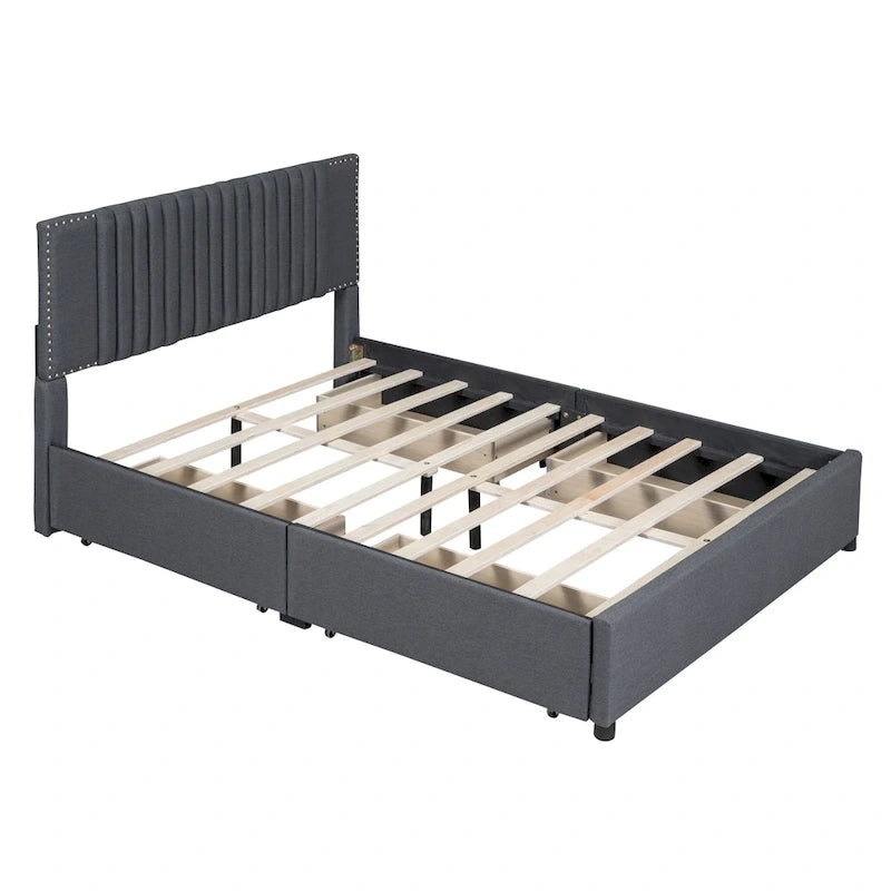Lit plateforme rembourré Queen size
