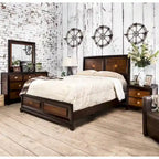Lit à panneau Furniture of America Wigh en bois massif de noyer rustique