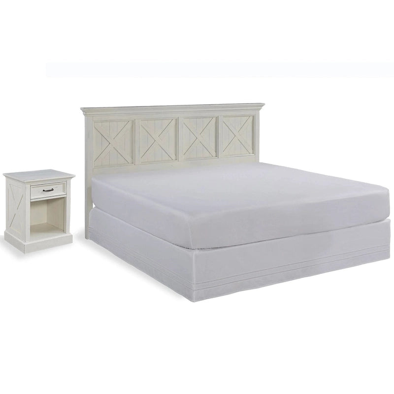 Ensemble tête de lit king-size et table de chevet 2 pièces blanc cassé Seaside Lodge par homestyles