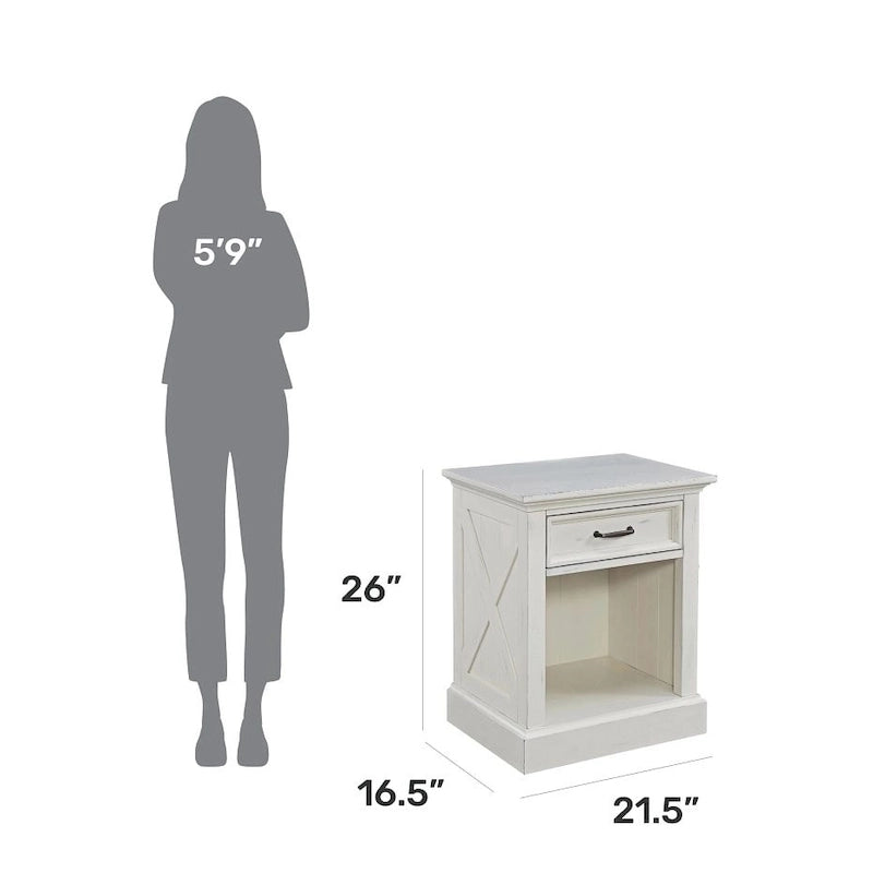 Ensemble tête de lit king-size et table de chevet 2 pièces blanc cassé Seaside Lodge par homestyles