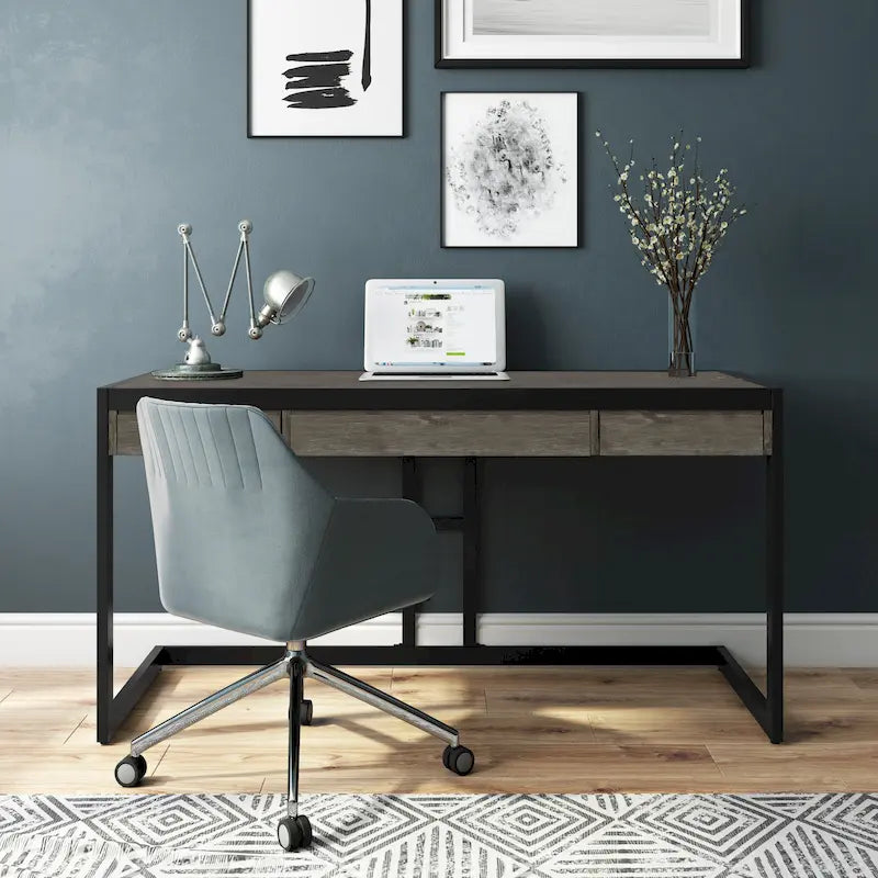 WYNDENHALL Cecilia Solid Acacia Wood Industrial Office Desk
