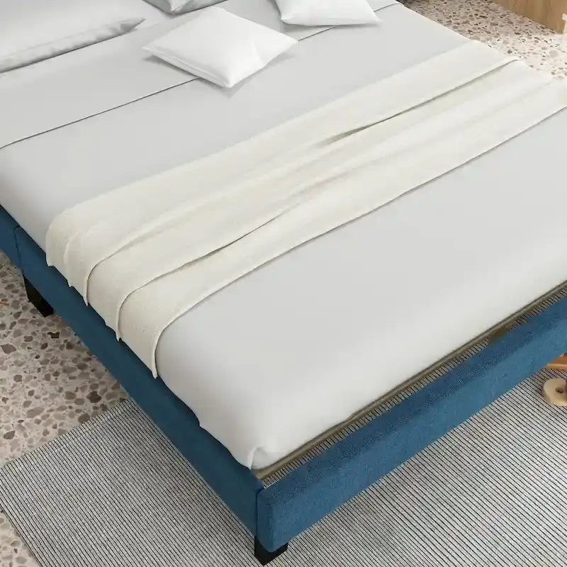 Cadre de lit réglable avec tête de lit capitonnée en tissu