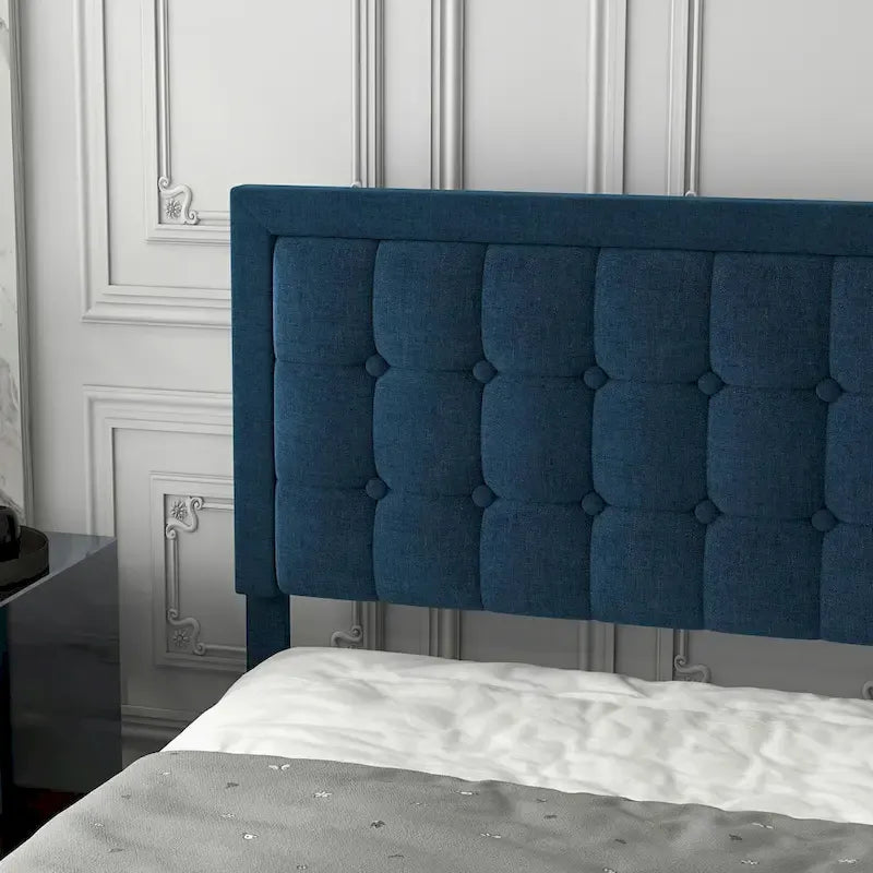 Cadre de lit réglable avec tête de lit capitonnée en tissu