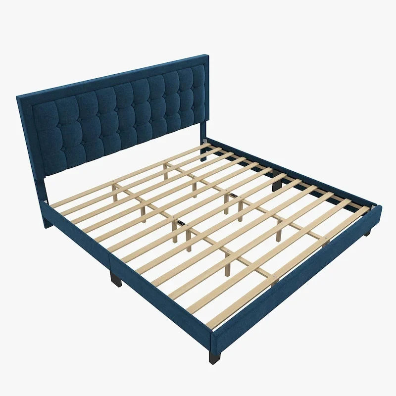 Cadre de lit réglable avec tête de lit capitonnée en tissu