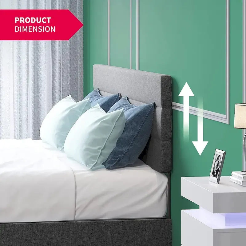 Cadre de lit Mixoy Grand lit/Très grand lit/Très grand lit californien, sans sommier tapissier, avec tête de lit, Cadre de lit plateforme rembourré pour chambre à coucher