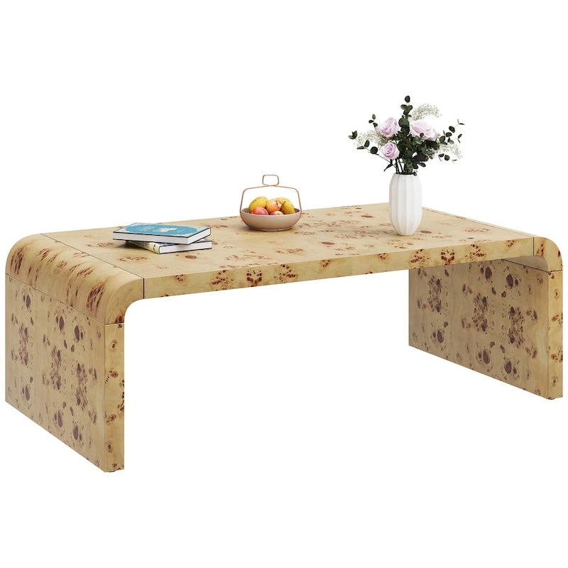 Table basse Moasis 45 en loupe de cuir cintrée