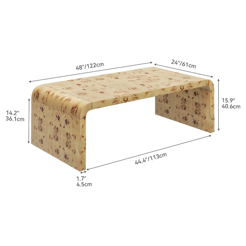 Table basse Moasis 45 en loupe de cuir cintrée