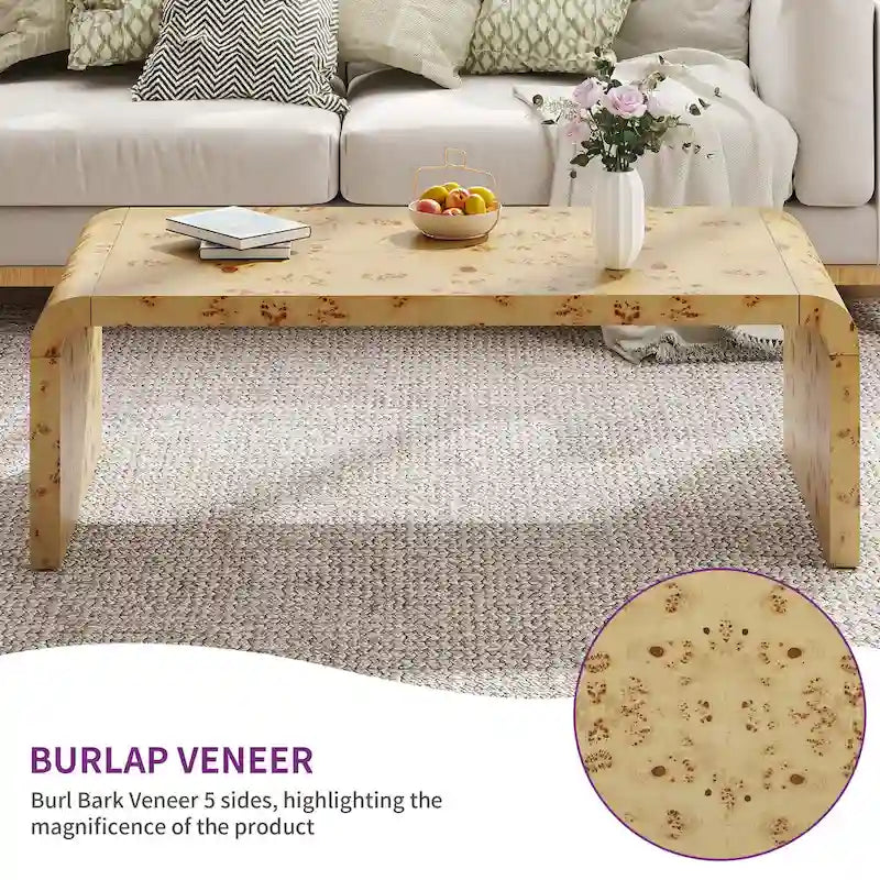 Table basse Moasis 45 en loupe de cuir cintrée