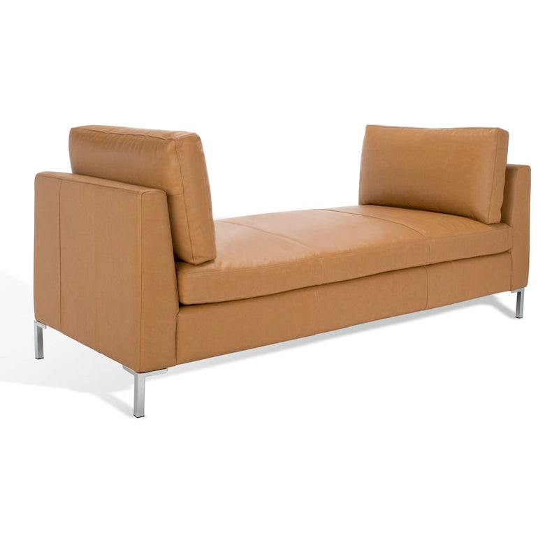 SAFAVIEH Couture Shirl Leather Bench - 81 In W x 32 In D x 34 In H - 81Wx32Dx34H
