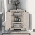 Meuble de rangement d'angle pour salle de bain avec étagères réglables