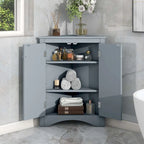 Meuble de rangement d'angle pour salle de bain avec étagères réglables