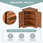 Meuble de rangement d'angle pour salle de bain avec étagères réglables