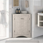 Meuble de rangement d'angle pour salle de bain avec étagères réglables