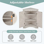 Meuble de rangement d'angle pour salle de bain avec étagères réglables