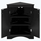 Meuble de rangement d'angle pour salle de bain avec étagères réglables