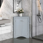 Meuble de rangement d'angle pour salle de bain avec étagères réglables