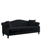 [Video] 79 Chesterfield Sofa Black Velvet for Living Room, 3 Seater Sofa Tufted Couch with Rolled Arms and Nailhead for Living