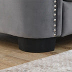 77-Inch Modern Chesterfield Velvet Sofa, 3-Seater Sofa, Upholstered Tufted Backrests with Nailhead Arms and 2 Cushions for Livin