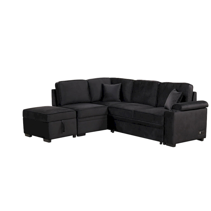 87.4 Sleeper Sofa Bed,2 in 1 Pull Out sofa bed L Shape Couch with Storage Ottoman for Living Room,Bedroom Couch and Small Apart