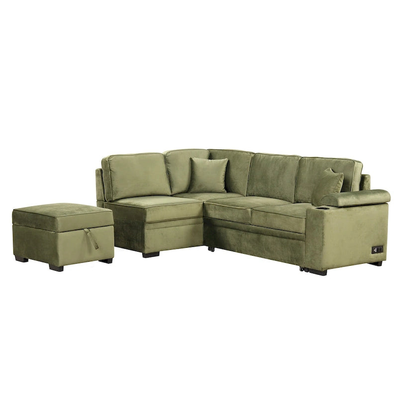87.4 Sleeper Sofa Bed,2 in 1 Pull Out sofa bed L Shape Couch with Storage Ottoman for Living Room,Bedroom Couch and Small Apart