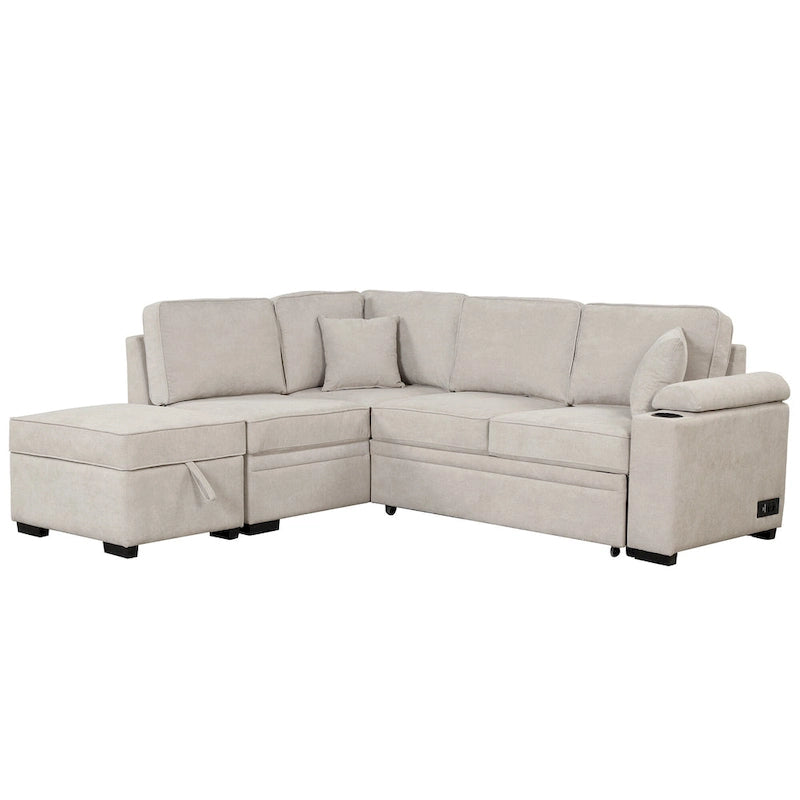 87.4 Sleeper Sofa Bed,2 in 1 Pull Out sofa bed L Shape Couch with Storage Ottoman for Living Room,Bedroom Couch and Small Apart