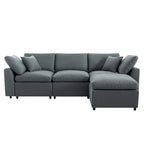 U_STYLE Down Filled Upholstery Convertible Sectional Sofa, L Shaped Couch with Reversible Chaise