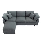 U_STYLE Down Filled Upholstery Convertible Sectional Sofa, L Shaped Couch with Reversible Chaise